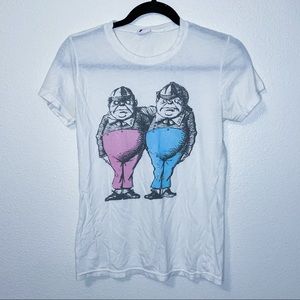 Alice in wonderland Tweedledee and Tweedledum light tshirt